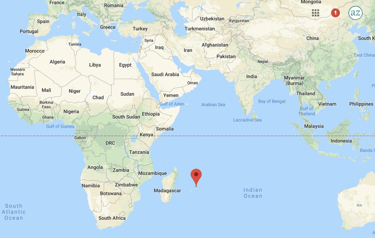 Mauritius map location Magadascar Europe Asia Africa