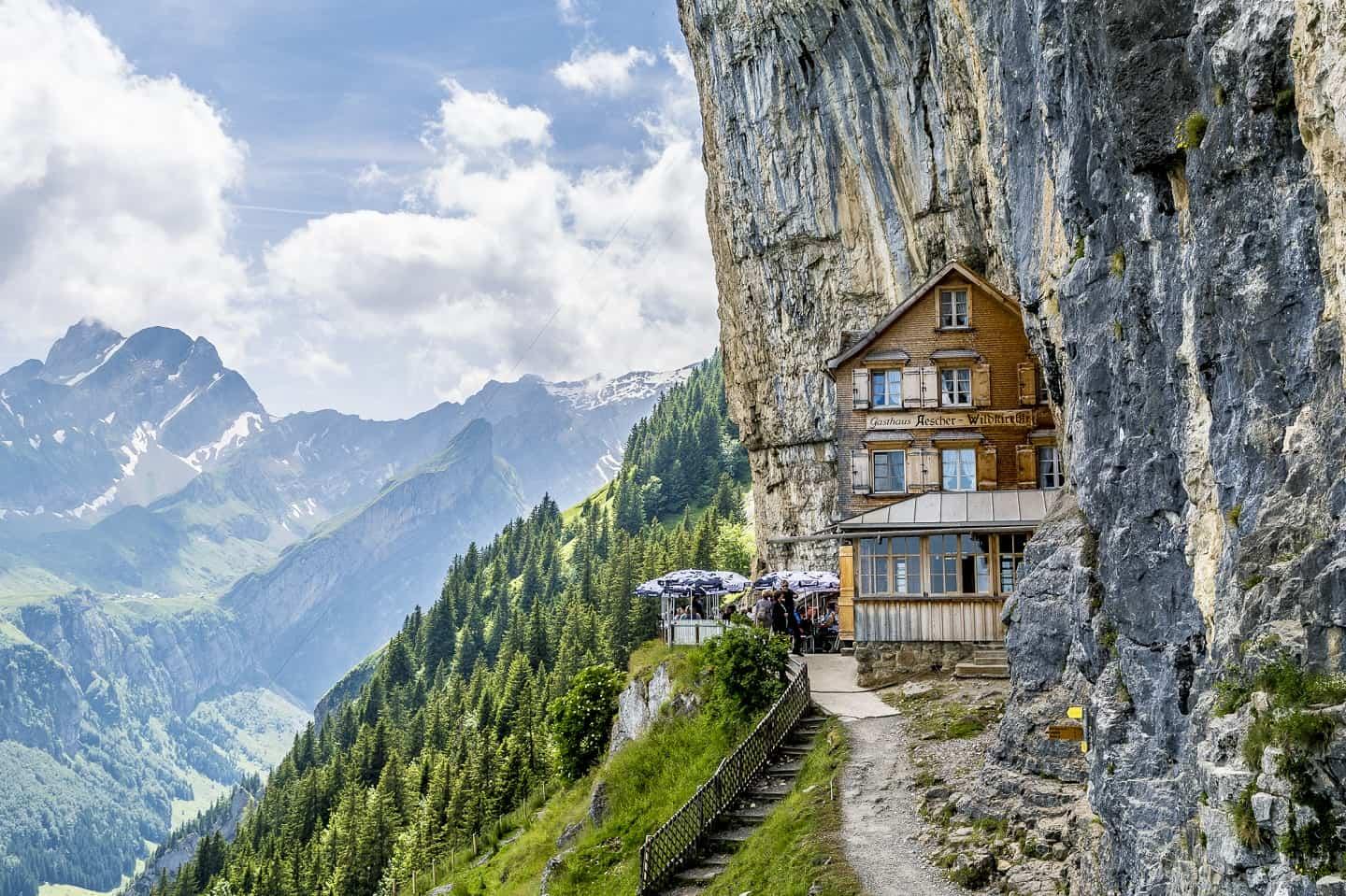  Hotel Ascher Wildkirchli is nested in Swiss Alps