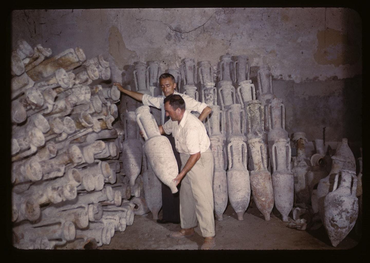 Jacques Cousteau and the amphorae he found