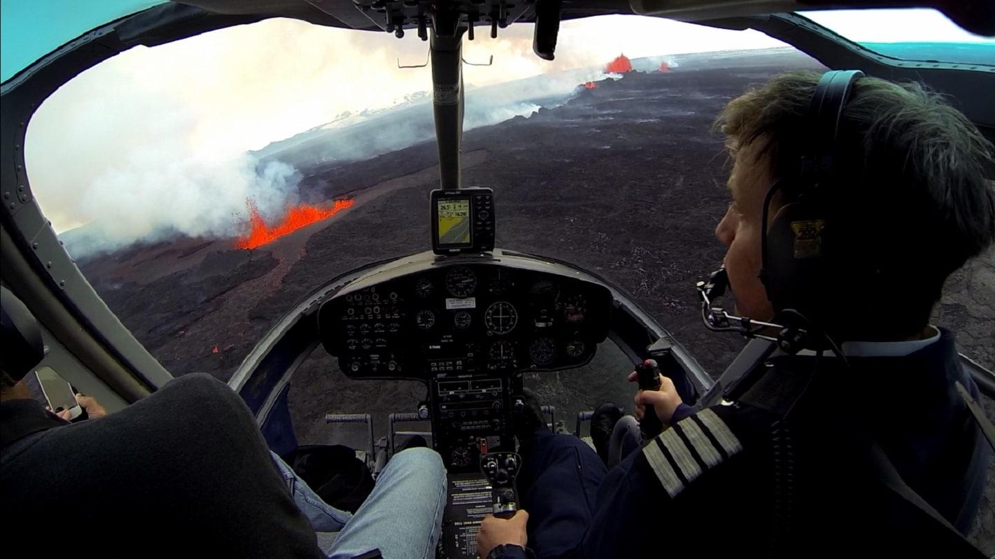 Volcano tourists getting closer to a volcano