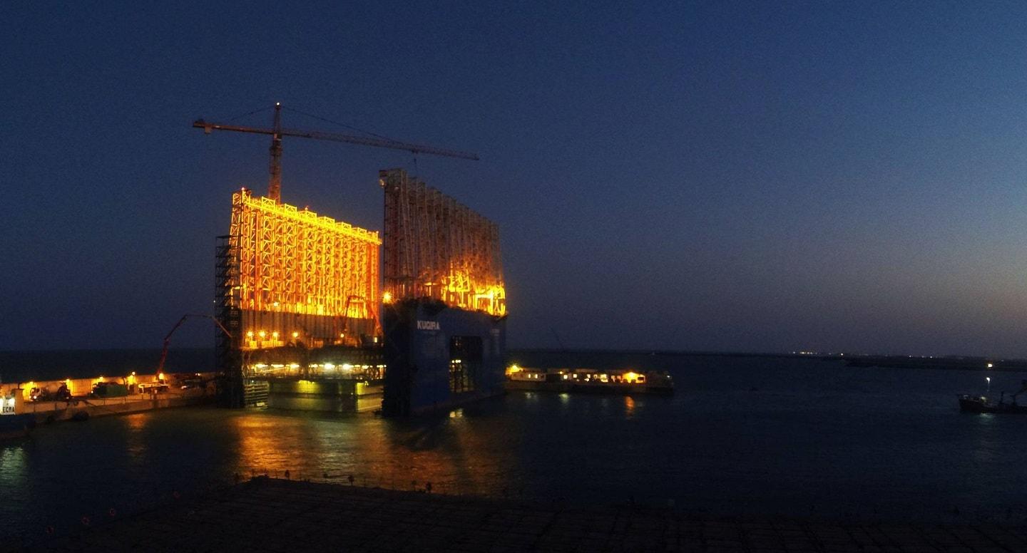 Kugira works day and night to build a new harbour in record time