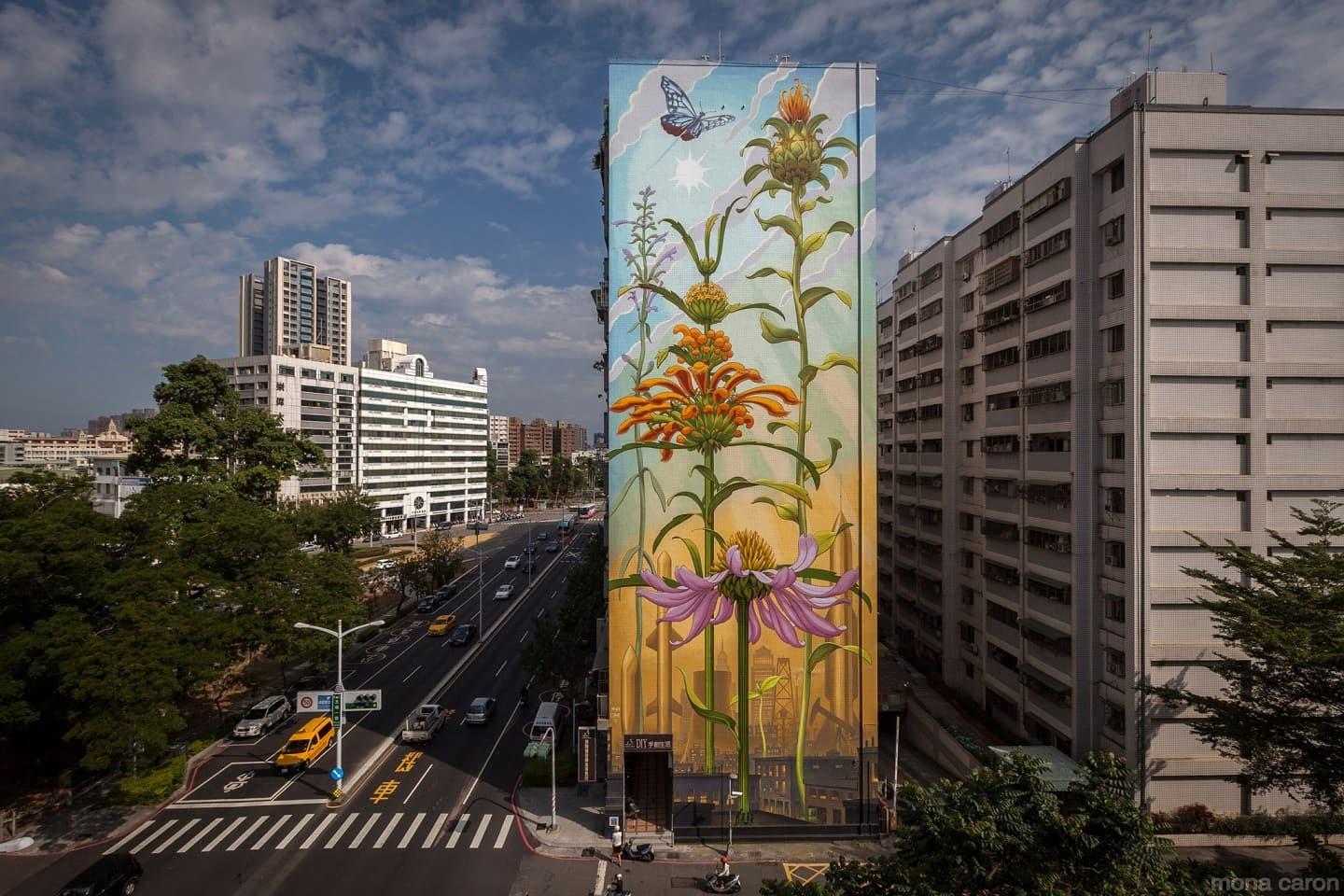 Mona Caron paints immense murals in buildings Mona Caron paints immense murals in buildings